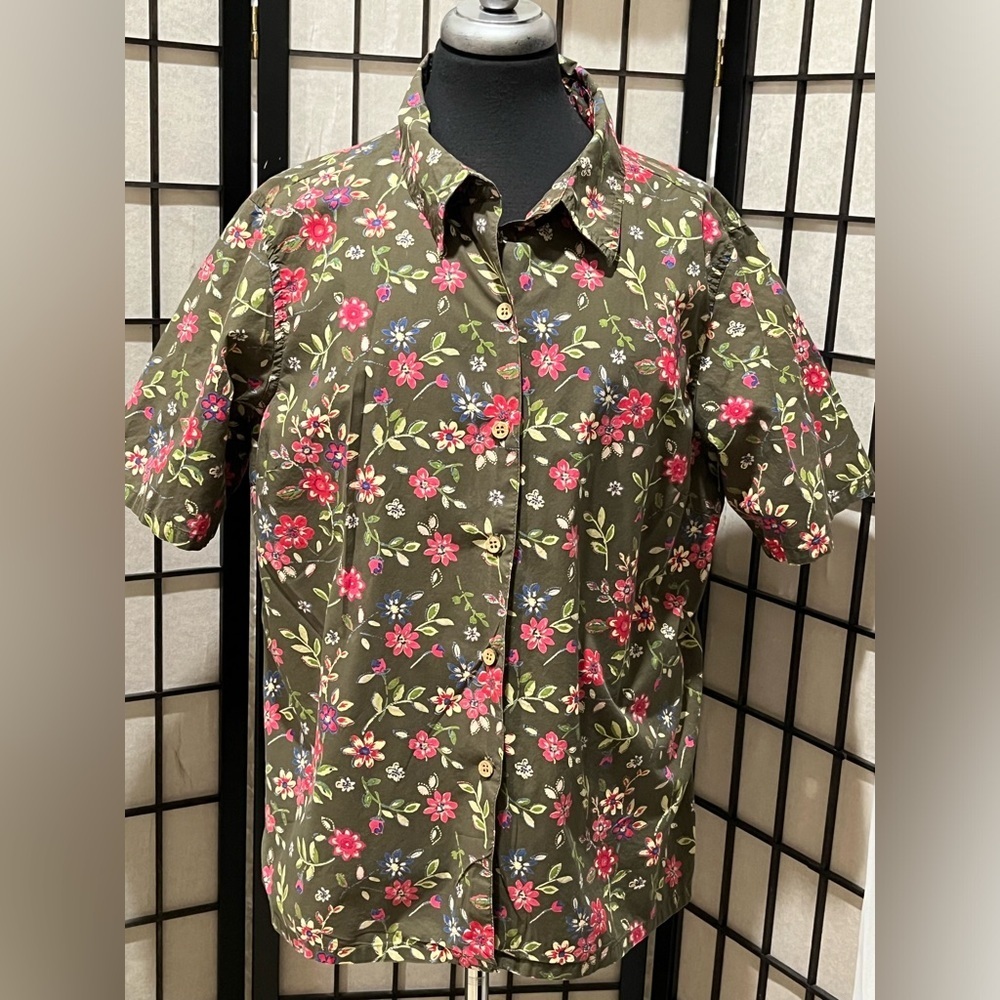 VINTAGE BOBBIE BROOKS TWO IN ONE Floral Button-Up Blouse SIZE 14W/16W